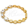 Pulsera Elegante 03.221.0012.07 Oro Laminado, Diseño de Gota, con Blanca Zirconia Cubica, Pulido, Tono Dorado (12 MM Thickness, 7 Inches Length)
