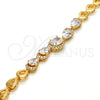 Pulsera Elegante 03.221.0012.07 Oro Laminado, Diseño de Gota, con Blanca Zirconia Cubica, Pulido, Tono Dorado (12 MM Thickness, 7 Inches Length)