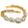 Pulsera Elegante 03.221.0012.07 Oro Laminado, Diseño de Gota, con Blanca Zirconia Cubica, Pulido, Tono Dorado (12 MM Thickness, 7 Inches Length)