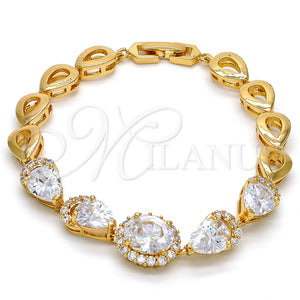 Pulsera Elegante 03.221.0012.07 Oro Laminado, Diseño de Gota, con Blanca Zirconia Cubica, Pulido, Tono Dorado (12 MM Thickness, 7 Inches Length)