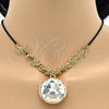 Collares con Dije 04.182.0074.32 Oro Laminado, con Cristal Blanca, Pulido, Tono Dorado (Grosor 02 MM, 32 Pulgadas de Largo)