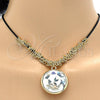 Collares con Dije 04.182.0074.32 Oro Laminado, con Cristal Blanca, Pulido, Tono Dorado (Grosor 02 MM, 32 Pulgadas de Largo)