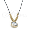 Collares con Dije 04.182.0074.32 Oro Laminado, con Cristal Blanca, Pulido, Tono Dorado (Grosor 02 MM, 32 Pulgadas de Largo)
