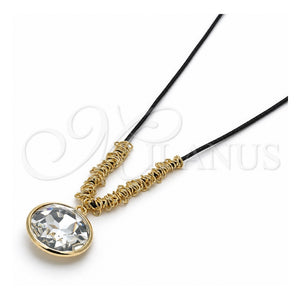 Collares con Dije 04.182.0074.32 Oro Laminado, con Cristal Blanca, Pulido, Tono Dorado (Grosor 02 MM, 32 Pulgadas de Largo)