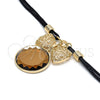 Collares con Dije 04.182.0075.1.32 Oro Laminado, con Cafe Zirconia Cubica, Pulido, Tono Dorado (05 MM Thickness, 32 Inches Length)