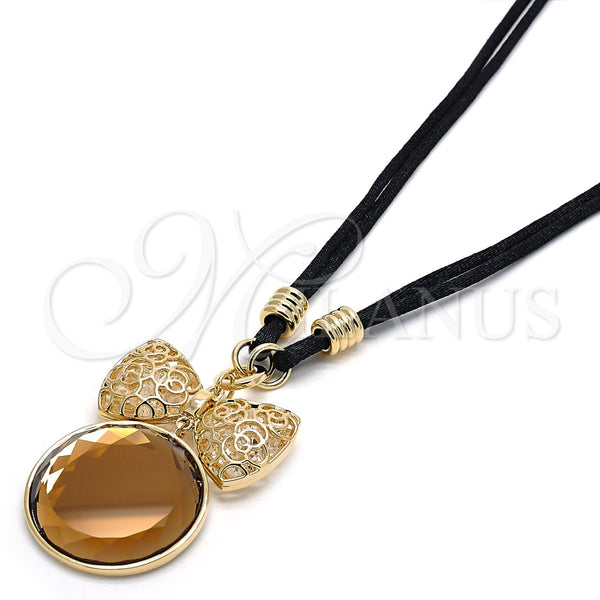 Collares con Dije 04.182.0075.1.32 Oro Laminado, con Cafe Zirconia Cubica, Pulido, Tono Dorado (05 MM Thickness, 32 Inches Length)