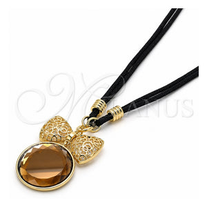 Collares con Dije 04.182.0075.1.32 Oro Laminado, con Zirconia Cubica Cafe, Pulido, Tono Dorado (Grosor 05 MM, 32 Pulgadas de Largo)