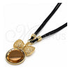Collares con Dije 04.182.0075.1.32 Oro Laminado, con Zirconia Cubica Cafe, Pulido, Tono Dorado (Grosor 05 MM, 32 Pulgadas de Largo)