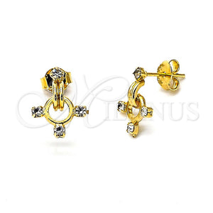 Arete Dormilona 02.63.2466 Oro Laminado, con Blanca Zirconia Cubica, Pulido, Tono Dorado