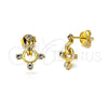 Arete Dormilona 02.63.2466 Oro Laminado, con Blanca Zirconia Cubica, Pulido, Tono Dorado