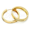 Argolla Huggie 02.167.0002.30 Oro Laminado, con Blanca Micro Pave, Pulido, Tono Dorado