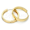 Argolla Huggie 02.167.0002.30 Oro Laminado, con Blanca Micro Pave, Pulido, Tono Dorado