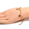 Pulsera de Dije 03.63.1364.07 Oro Laminado, Diseño de Flor y Mariquita, con Blanca Cristal, Esmaltado Multicolor, Tono Dorado (04 MM Thickness, 7 Inches Length)