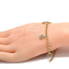 Pulsera de Dije 03.63.1357.07 Oro Laminado, Diseño de Estrella y Rolo, con Blanca Cristal, Pulido, Tono Dorado (04 MM Thickness, 7 Inches Length)