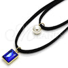 Gargantilla Elegante 04.215.0020.1.13 Oro Laminado, Diseño de Choker y Bola, con Tanzanita Oscuro Zirconia Cubica and Marfil Perla, Pulido, Tono Dorado (09 MM Thickness, 13 Inches Length)