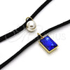Gargantilla Elegante 04.215.0020.1.13 Oro Laminado, Diseño de Choker y Bola, con Tanzanita Oscuro Zirconia Cubica and Marfil Perla, Pulido, Tono Dorado (09 MM Thickness, 13 Inches Length)