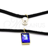 Gargantilla Elegante 04.215.0020.1.13 Oro Laminado, Diseño de Choker y Bola, con Tanzanita Oscuro Zirconia Cubica and Marfil Perla, Pulido, Tono Dorado (09 MM Thickness, 13 Inches Length)