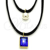Gargantilla Elegante 04.215.0020.1.13 Oro Laminado, Diseño de Choker y Bola, con Tanzanita Oscuro Zirconia Cubica and Marfil Perla, Pulido, Tono Dorado (09 MM Thickness, 13 Inches Length)