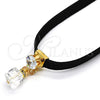 Gargantilla Elegante 04.215.0022.13 Oro Laminado, Diseño de Choker, con Zirconia Cubica Blanca y Azavache Blanca, Pulido, Tono Dorado (Grosor 08 MM, 13 Pulgadas de Largo)