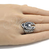 Anillo de Hombre 01.234.0002.10 Acero Inoxidable, Diseño de Águila, Esmaltado Negro, Tono Plateado (Size 10)