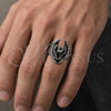 Anillo de Hombre 01.234.0002.12 Acero Inoxidable, Diseño de Águila, Esmaltado Negro, Tono Plateado (Tamaño 12)