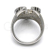 Anillo de Hombre 01.234.0002.12 Acero Inoxidable, Diseño de Águila, Esmaltado Negro, Tono Plateado (Tamaño 12)