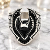 Anillo de Hombre 01.234.0002.12 Acero Inoxidable, Diseño de Águila, Esmaltado Negro, Tono Plateado (Tamaño 12)