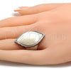 Anillo Multi Piedra 01.235.0005.1.08 Acero Inoxidable, con Madre Perla Marfil, Pulido, Tono Plateado (Tamaño 8)