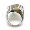 Anillo Multi Piedra 01.235.0005.1.08 Acero Inoxidable, con Madre Perla Marfil, Pulido, Tono Plateado (Tamaño 8)