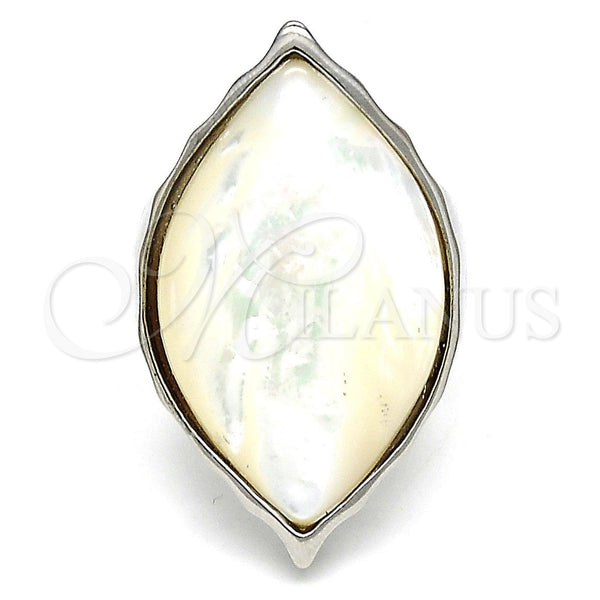 Anillo Multi Piedra 01.235.0005.1.08 Acero Inoxidable, con Marfil Madre Perla, Pulido, Tono Plateado (Size 8)