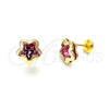 Arete Dormilona 02.09.0029.1 Oro Laminado, Diseño de Estrella, con Rodolito Claro Zirconia Cubica, Pulido, Tono Dorado