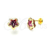 Arete Dormilona 02.09.0029.1 Oro Laminado, Diseño de Estrella, con Rodolito Claro Zirconia Cubica, Pulido, Tono Dorado