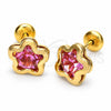 Arete Dormilona 02.09.0029.1 Oro Laminado, Diseño de Estrella, con Rodolito Claro Zirconia Cubica, Pulido, Tono Dorado