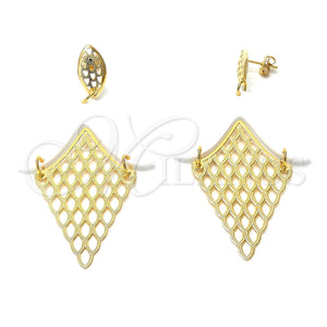 Arete Largo 02.09.0103 Oro Laminado, Resinado Blanco, Tono Dorado