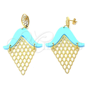 Arete Largo 02.09.0103.1 Oro Laminado, Resinado Acqua, Tono Dorado