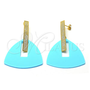 Arete Largo 02.09.0107.1 Oro Laminado, Resinado Acqua, Tono Dorado