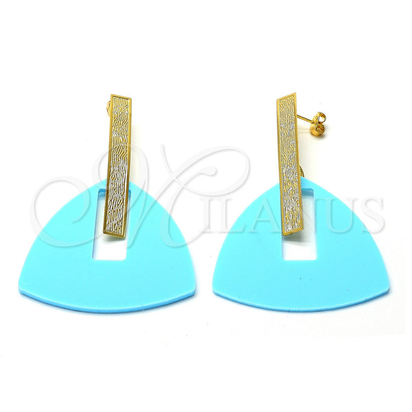 Arete Largo 02.09.0107.1 Oro Laminado, Resinado Acqua, Tono Dorado