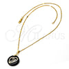 Collares con Dije 04.09.0020.18 Oro Laminado, Diseño de Virgen Maria, Resinado Negro, Tono Dorado (0.35 Gauge, 01 MM Thickness, 18 Inches Length)