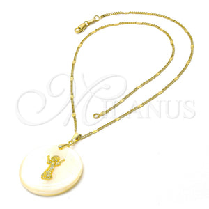 Collares con Dije 04.09.0032.18 Oro Laminado, Diseño de Divino Niño , con Marfil Madre Perla, Pulido, Tono Dorado (0.35 Gauge, 01 MM Thickness, 18 Inches Length)