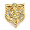 Anillo Multi Piedra 01.60.0001.11 Oro Laminado, Diseño de Angel, con Blanca Zirconia Cubica, Pulido, Tono Dorado (Size 11)