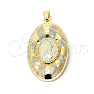 Dije Religioso 05.09.0031 Oro Laminado, Diseño de Guadalupe, Mate, Tono Dorado