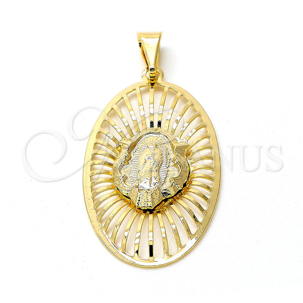 Dije Religioso 05.09.0032 Oro Laminado, Diseño de Guadalupe, Pulido, Tono Dorado