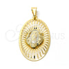 Dije Religioso 05.09.0032 Oro Laminado, Diseño de Guadalupe, Pulido, Tono Dorado