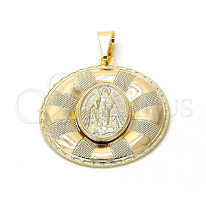 Dije Religioso 05.09.0033 Oro Laminado, Diseño de Caridad del Cobre, Mate, Tono Dorado