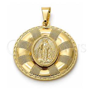 Dije Religioso 05.09.0033 Oro Laminado, Diseño de Caridad del Cobre, Mate, Tono Dorado