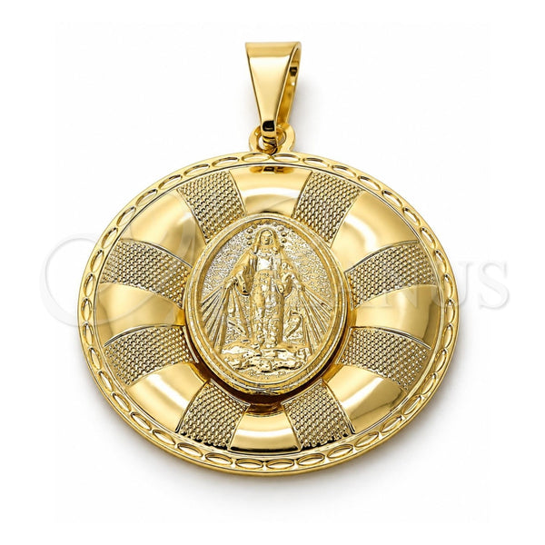 Dije Religioso 05.09.0033 Oro Laminado, Diseño de Caridad del Cobre, Mate, Tono Dorado