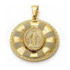 Dije Religioso 05.09.0033 Oro Laminado, Diseño de Caridad del Cobre, Mate, Tono Dorado