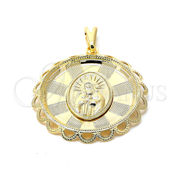 Dije Religioso 05.09.0034 Oro Laminado, Diseño de Guadalupe, Mate, Tono Dorado