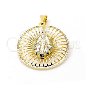 Dije Religioso 05.09.0035 Oro Laminado, Diseño de San Benito, Pulido, Tono Dorado