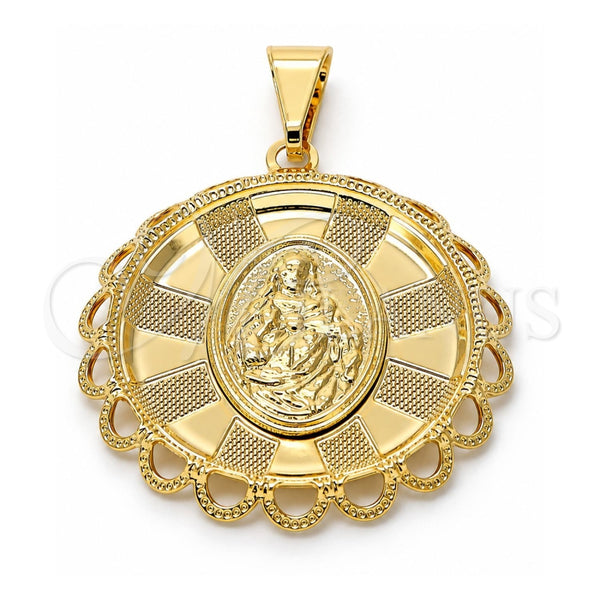 Dije Religioso 05.09.0036 Oro Laminado, Diseño de Sagrado Corazon de Maria, Mate, Tono Dorado